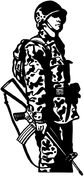 Battle ready soldier vinyl decal. Personalize on line. Wars and Terrorism 097-0157